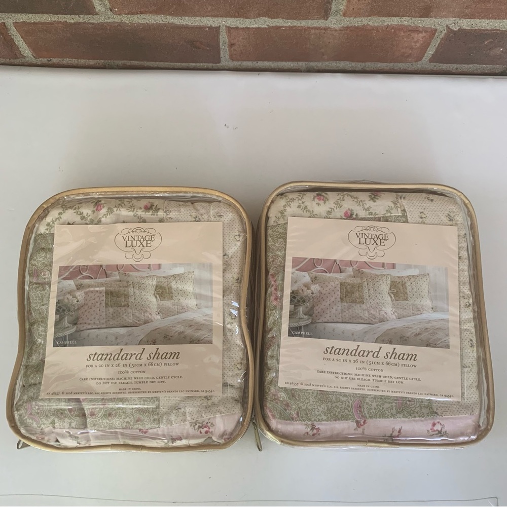 2 Packs Vintage Luxe Standard Sham Floral 2 Sham Each Pack 4 Total 100% cotton